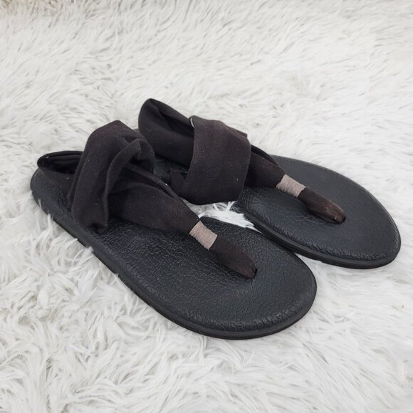 Sanuk Women Black Rubber Sponge Outsole Yoga Sling Slip On Sandals Size 7 - Picture 2 of 9